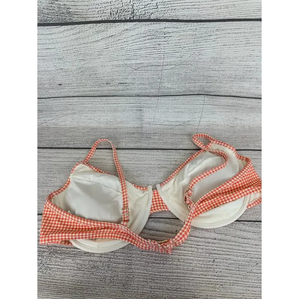 Old Navy Plus Size Cream & Coral Gingham Matching Bikini Swim Set Size 3X